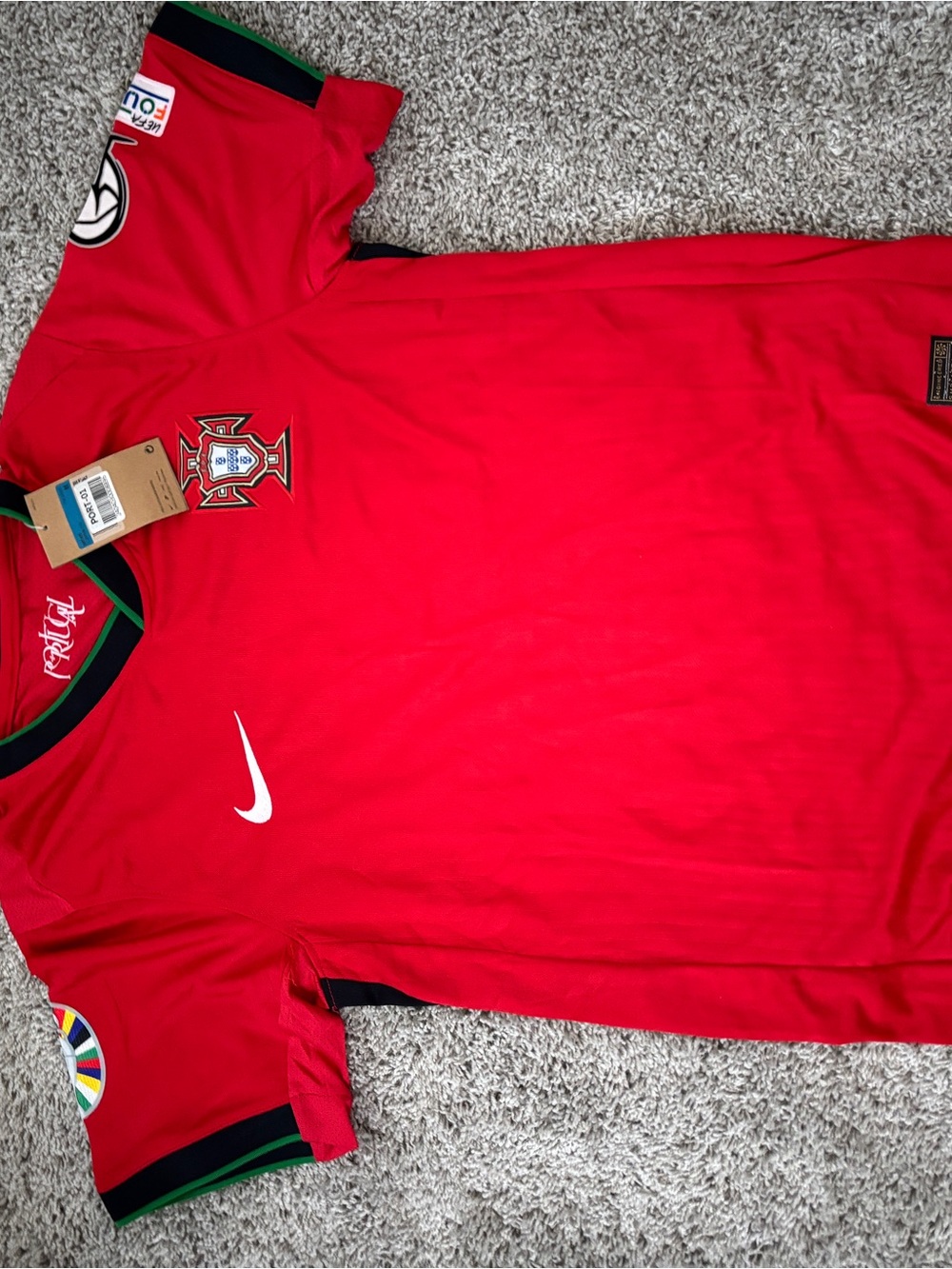 Nike Portugal Red Soccer Jersey with Crest